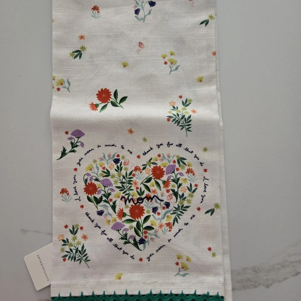 NWT Anthropologie MOM Floral Dishtowel